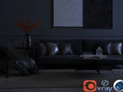 MODERN LIVING ROOM Low-poly 3D model