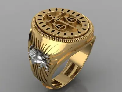 lion signet ring 3D print model