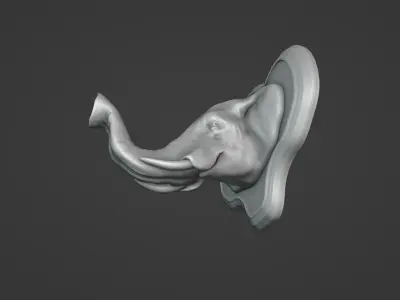 Elephant Head Wall Plaque 3D print model