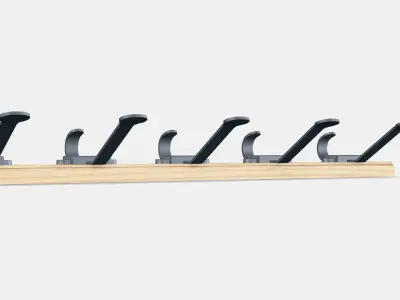 KARTOTEK strip with 5 hooks Low-poly 3D model