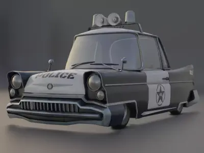 Low Poly Stylized Police Car Low-poly 3D model