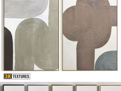 Plaster Two Photo Frame 440 Low-poly 3D model