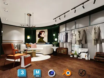 Beauty Salon 3D Scene Collection Low-poly 3D model