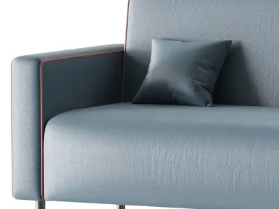 Modern Faux Leather Sofa 3D model