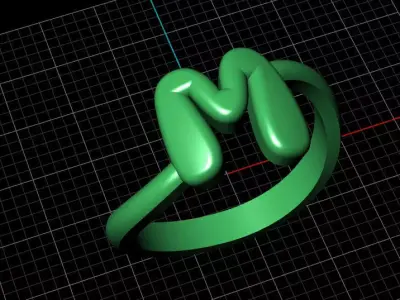 M alphabet baypass ring 3D print model