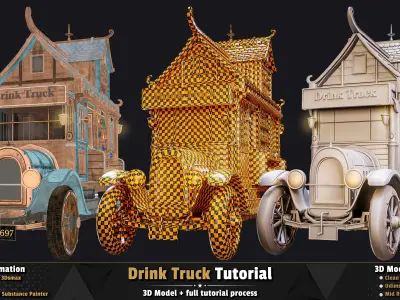 Drink Truck  3D Model Low-poly 3D model