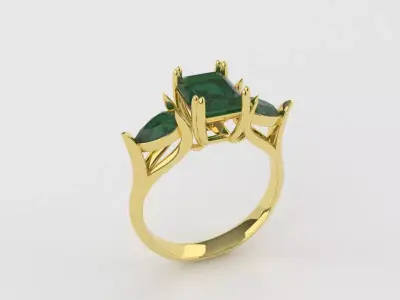 Ring emerald stone R 1 3D print model