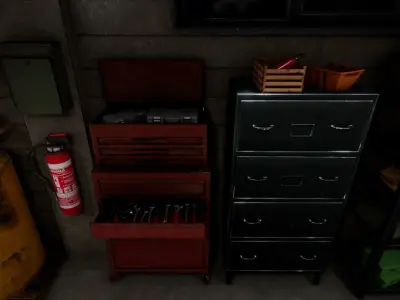 Garage with tools and bicycles Low-poly 3D model