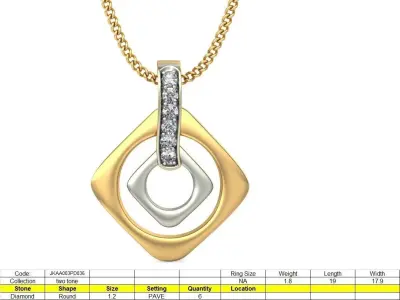 Solitaire Women Pendant 3dm STL OBJ FBX Renders Details 3D print model 64