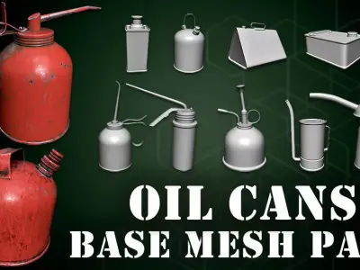50 Oil Cans Base Mesh Pack Low-poly 3D model