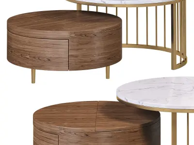 whitewalnut round nesting coffee table by homary 3D model