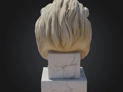 Lion Head Sculpture Low-poly 3D model buy