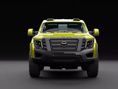 Nissan 4x4 Car Metallic Yellow Dark Low-poly 3D model