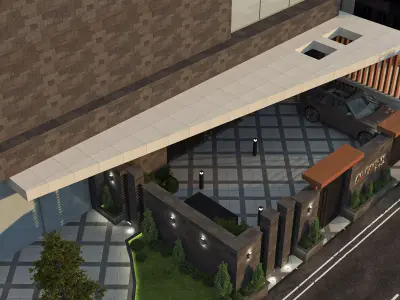 Building Gate Fence Exterior Design 3D model