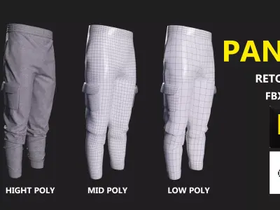 Pants for Game  Low-poly 3D model