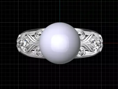 Artistic pearl ring 3D print model