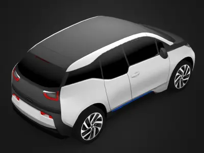 Compact Electric Car Low-poly 3D model