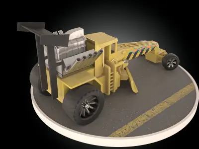 Street Cleaver Grader Low-poly 3D model
