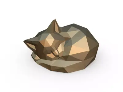 cat low poly polygonal fox 3D print model