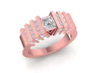 Luxury rose gold ring with diamond and emeral 1997 3D print model