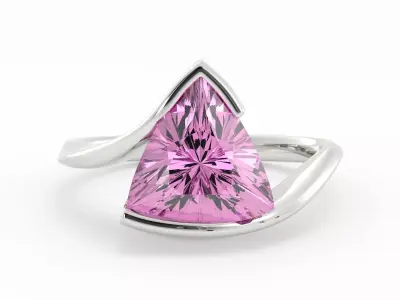 Pink Sapphire Bypass Ring 3DM with realistic rendering 3D print model