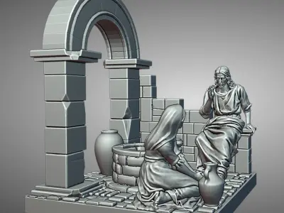 Jesus and the Samaritan woman 3D print model