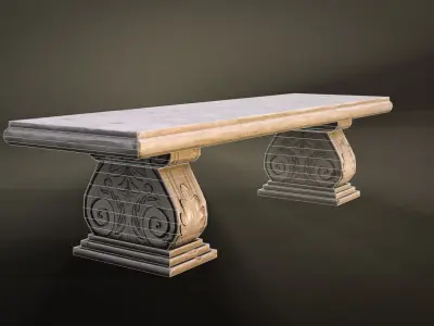 Stone Bench low-poly game-ready Low-poly 3D model