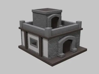 Small Stone Village House Low-poly 3D model