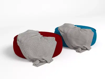 Velvet Pouf Set 1 3D model