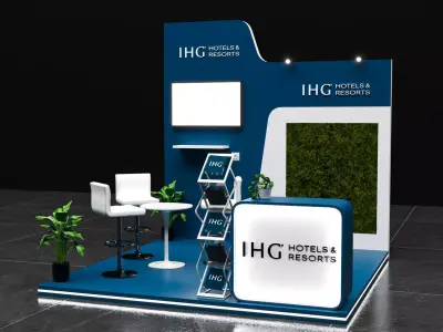 booth 3x3 open 3 side and one wall  3D model