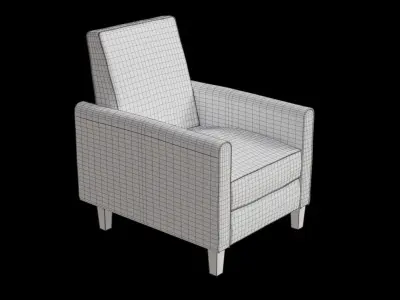Blue Upholstered Club Recliner 3D model