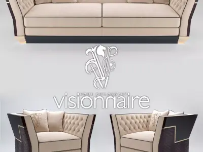 Sofa and Armchair Visionnaire Berry Capitone 3D model