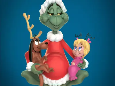 Diorama GRINCH MAX y CINDY LOU 3D print model