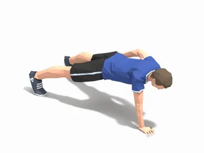 One Hand Pushups  Exercise Man Animation Low-poly 3D model
