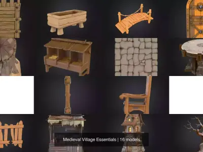 Medieval Village Essentials 3D Model Collection