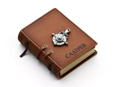 Vintage Leather Journal with Compass Charm Low-poly 3D model