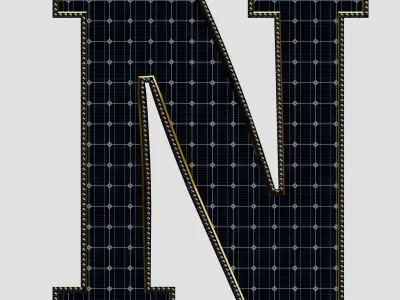 Solar Panel Letter - N 3D model