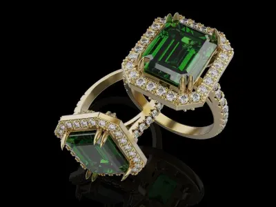 Woman Emerald Ring 0047 3D print model