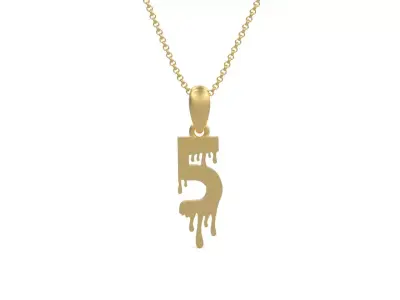 Model 1093 5 Bloody Terror Initial Number Pendant 3D print model