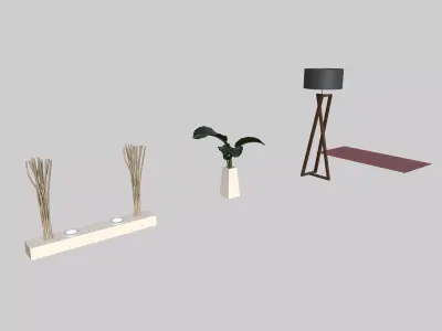 Modern Floor and Lamp Low-poly 3D model