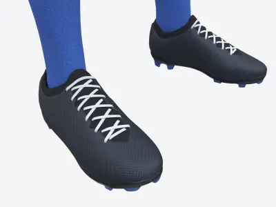 Soccer Uniform with Boots Blue Stripes 3D model