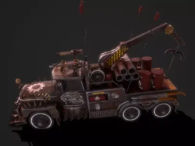 Apocalyptic Crane Modular Pack Low-poly 3D model