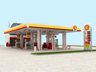 High Detail Gas Petrol Station - Shell 3D model