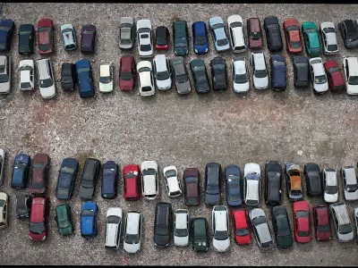 cars abandoned parking terrain closeup part3 drone scan Low-poly 3D model