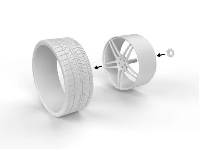24th SCALE MODEL CAR WHEEL V5 and V6 3D print model