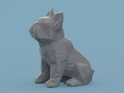 Voxel Dog Low-poly 3D model