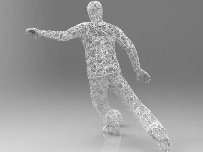 Wire football shooting sculpture 3D model