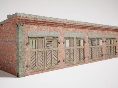old brick damaged garage da1 Low-poly 3D model