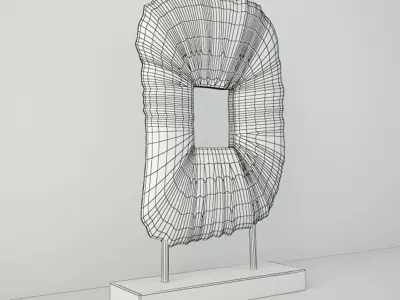 Carved Wood Sculpture on Stand 3D model