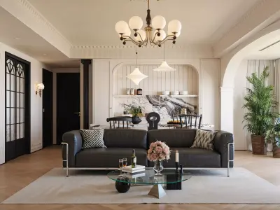 French Style Dining and Living Room 96 3D model